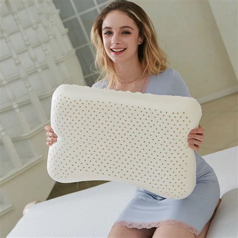 Pure Natural Latex Neck Therapy Pillow Ladies Beauty Bread Health Massage Pillow 37x57cm ...