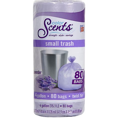 Color Scents Small Trash Bags, 4 Gallon, 80 Count, Lavender Scent, Twist Tie - Walmart.com ...