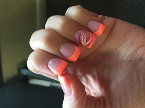 Coral French tips | French manicure nails, Nail tip designs, Nail manicure