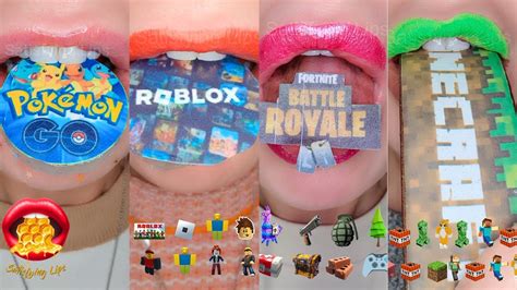 GAMER THEMED EMOJI FOOD CHALLENGE POKEMON ROBLOX FORTNITE MINECRAFT Compilation Mukbang 먹방 ...