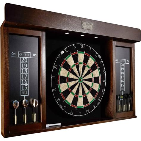 Barrington 40" Dartboard Cabinet Set, LED Lights, Steel Tip Darts, Brown/Black - Walmart.com ...