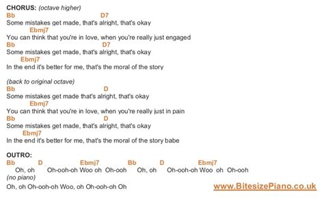 MORAL OF THE STORY – ASHE PIANO CHORDS & Lyrics – Bitesize Piano