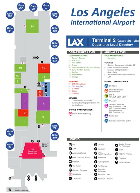 LAX Terminal 2 Map - Los Angeles International Airport Terminal 2 Map - Ontheworldmap.com