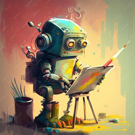 Premium Photo | Robot painting on the paper. artwork, cyber art, robot ...