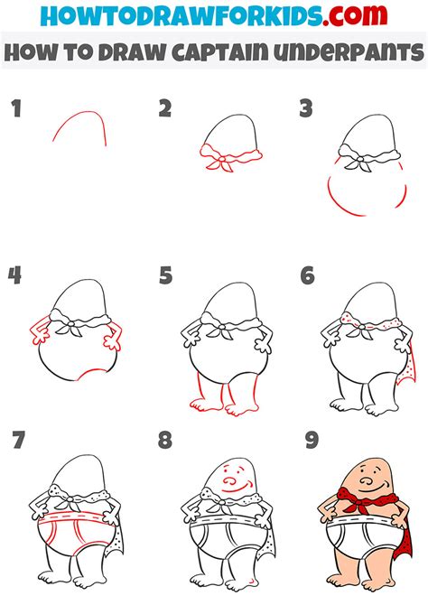 How to Draw Captain Underpants - Easy Drawing Tutorial For Kids