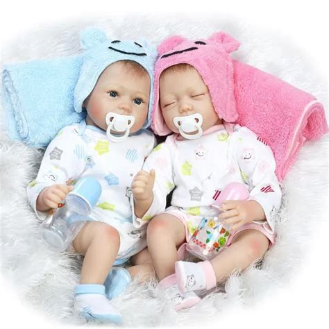 Kawaii 22inch Twins Baby Doll Silicone Reborn Doll 55CM BeBe Reborn ...