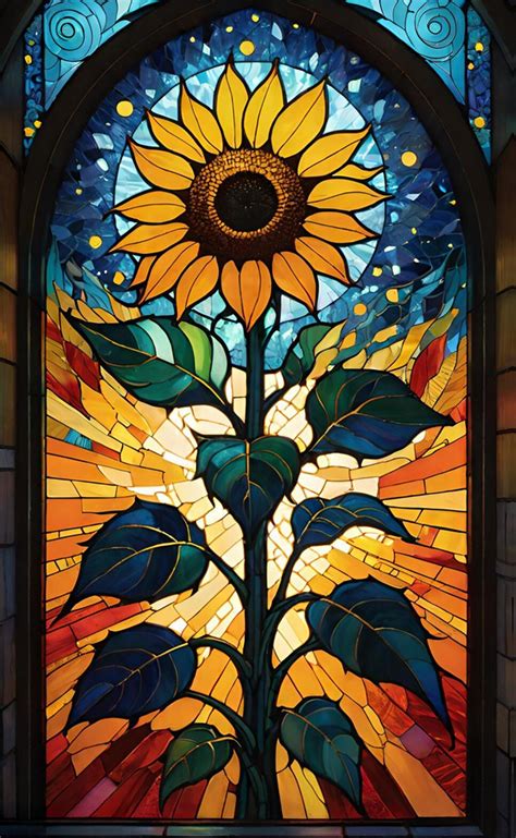 Sunflowers Stained Glass Free Stock Photo - Public Domain Pictures
