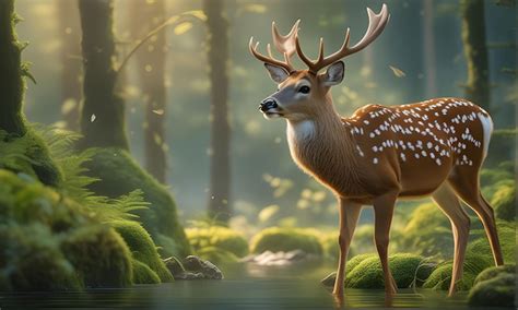 Premium AI Image | deer with nature background