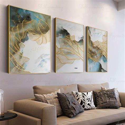 3 Pieces Original Acrylic Painting on Canvas Framed Abstract Painting Xingmai Wall Painting for ...