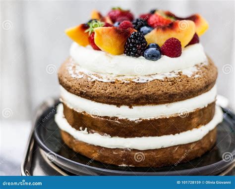 Sponge Cake Topped with Fruit Stock Image - Image of sponge, ingredients: 101728159