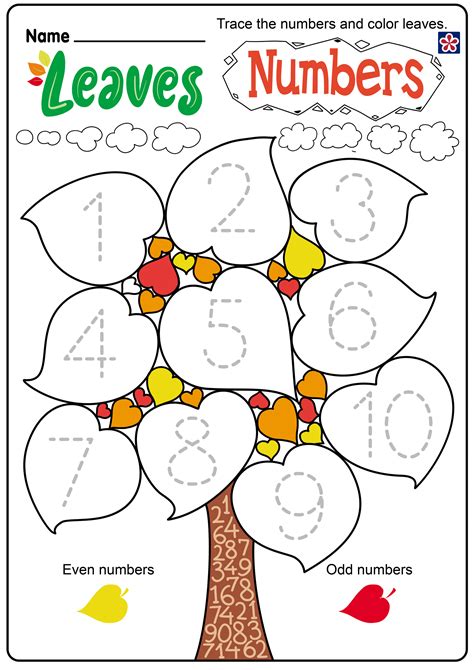 Free Fall Leaves Worksheets for Preschool and Kindergarten | TeachersMag.com