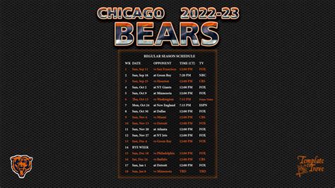 2022-2023 Chicago Bears Wallpaper Schedule