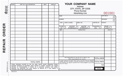 Free Printable Auto Repair Order Forms