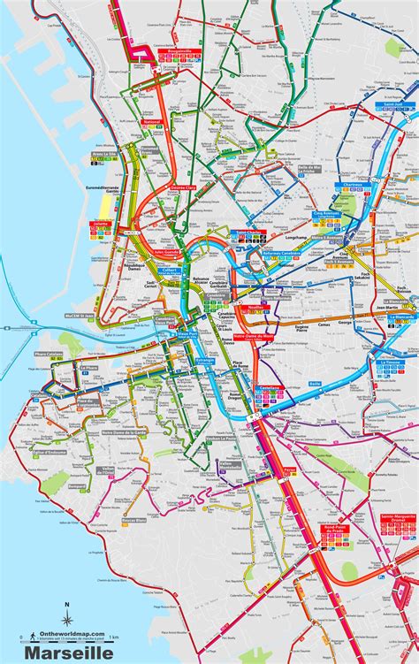 Marseille City Centre transport map - Ontheworldmap.com