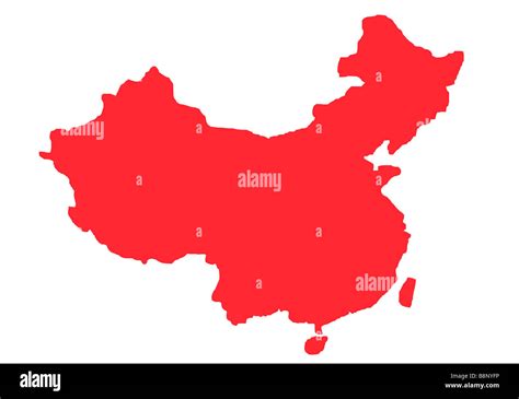 Red outline map of China isolated on white background Stock Photo - Alamy