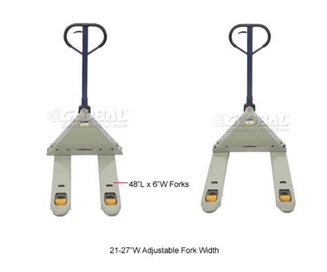 Wesco® Adjustable Fork Width Pallet Jack Truck 272744 21 to 27x48 5500 Lb.