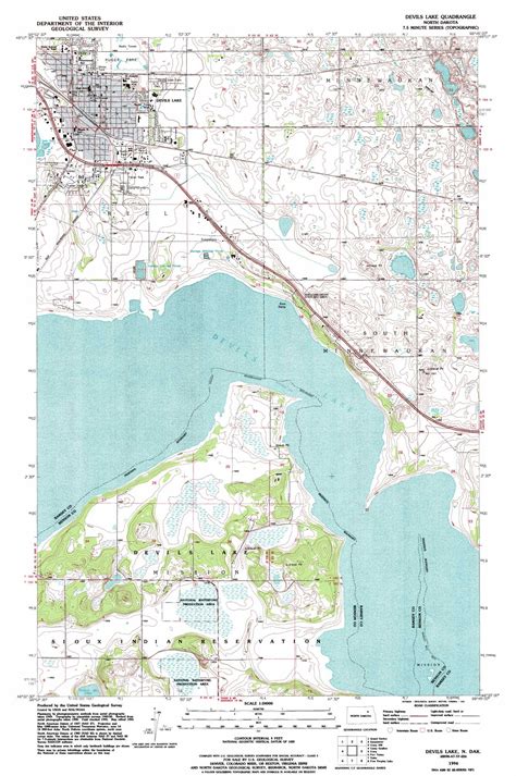 Devils Lake topographic map, ND - USGS Topo Quad 48098a7