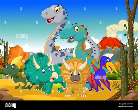 Cartoon Dinosaur Jungle Background