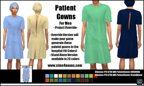 -Project Override- Male Patient Gowns -Original Content- Sims 4 Nexus