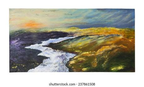 Landscape Mountains River Sunset Painting Stock Illustration 237861508 | Shutterstock