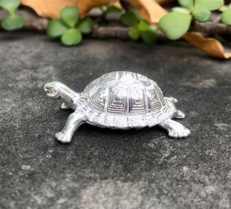 999 Silver Hindu Religious Lord Vishnus Turtle Kachua Kurma Avatar 3.5 Cm, 19 Gm Vastu Dosh ...