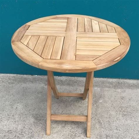 Outdoor Furniture Solid Teak Folding Table Round 70cm | Turendav Australia | Antique ...