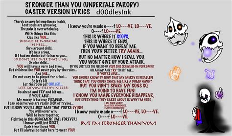 Gaster Stronger than you FANLYRIC UNDERTALE PARODY by d00dlesInk on DeviantArt