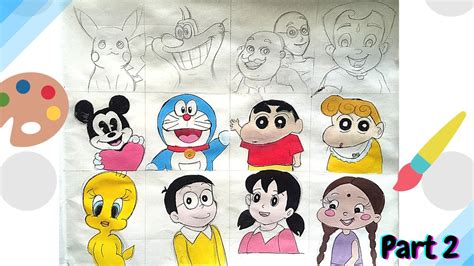 Cartoon drawing: painting of famous cartoon characters (part 2) - YouTube