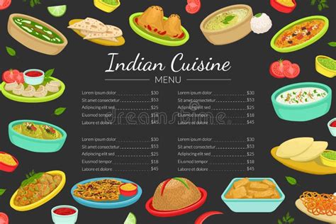 Indian Traditional Food Menu Template, National Cuisine Dishes, Restaurant or Cafe Brochure ...