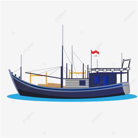 Fisherman Boat Vector Art PNG, Ship Fisherman Boat Kapal Nelayan Indonesia Png Vektor ...