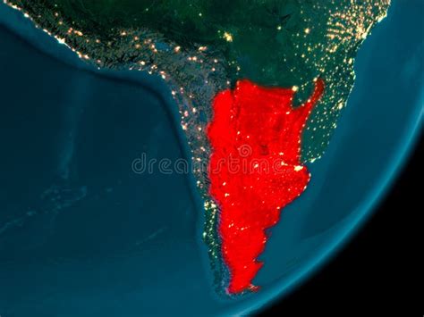 Argentina from Space at Night Stock Illustration - Illustration of international, political ...