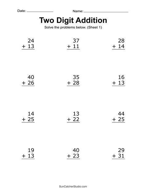 Addition Chart For Class 2