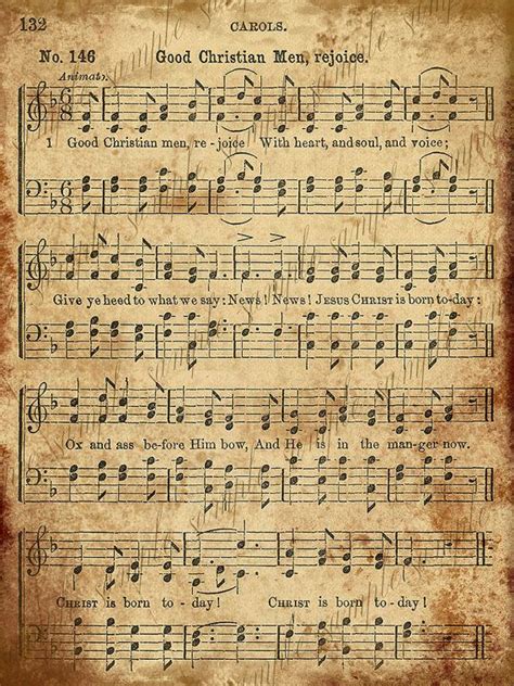 Grungy Aged Vintage Christmas Carol Music Digital Sheet INSTANT Printab ...