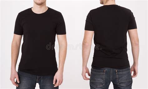 T-shirt Template Black. Front and Back View. Mock Up Isolated on White Background. Stock Photo ...