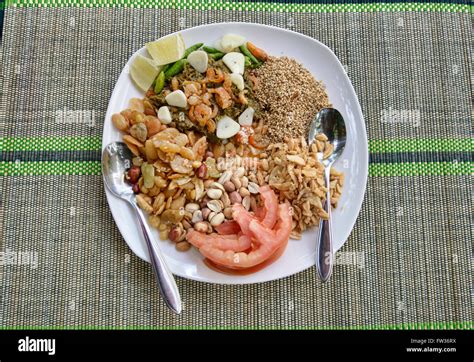 Lahpet Thoke Burmese pickled tea leaf salad in Yangon, Myanmar Stock ...