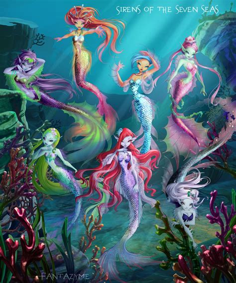 Sirens of the seven seas colored by fantazyme.deviantart.com on @deviantART Mermaid Man, Mermaid ...