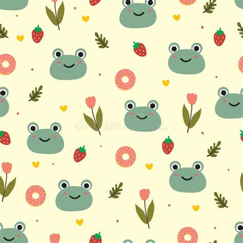 Seamless Pattern with Cute Cartoon Frog for Fabric Print, Textile, Gift Wrapping Paper. Colorful ...