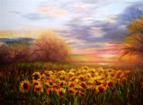 Sunflower Sunset Painting by Patti Gordon