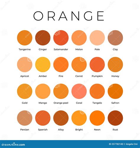 Orange Color Shades Swatches Palette with Names Stock Vector - Illustration of clay, colours ...