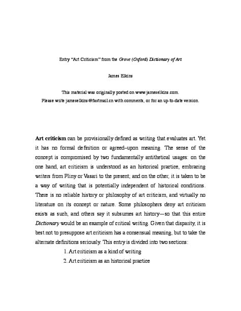 (PDF) Art Criticism (dictionary essay) | James Elkins - Academia.edu