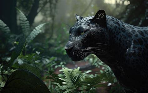 Premium Photo | A close up black panther on a rainforest jungle background wild animal ai generated