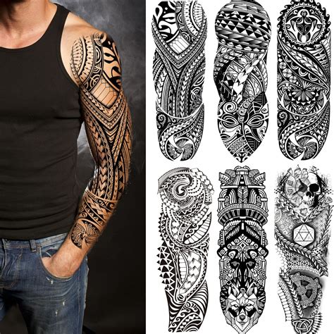 Tribal Tattoos Sleeve, 6-Sheet Fake Totem Temorary Tattoo Stickers for Men Women - Walmart.com