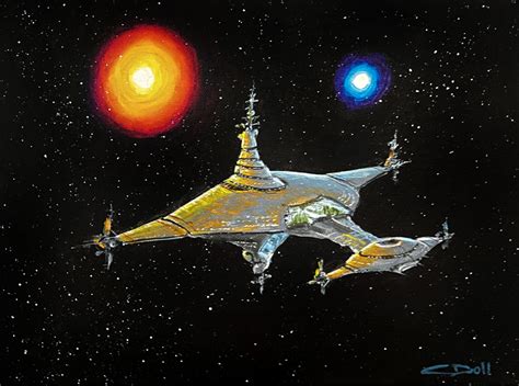 Exploring a Binary Star System (Original) – Space Art by Christopher Doll