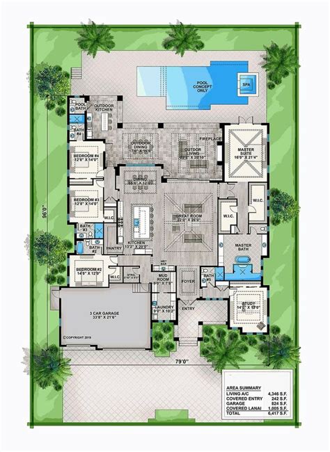 Pin by Robert Jirus on Home | Pool house plans, Florida house plans ...