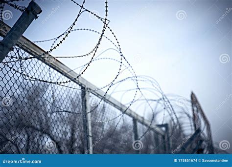Border Fence with Barbed Wire Stock Photo - Image of crime, accessibility: 175851674