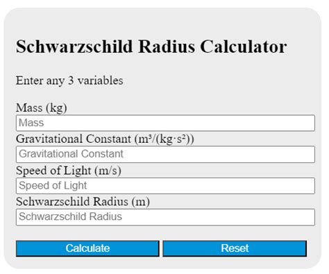 Schwarzschild Radius Calculator - Calculator Academy