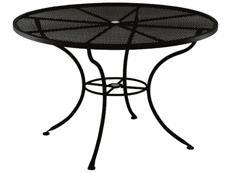 OW Lee Mesh Wrought Iron 60 Round Dining Table with Umbrella Hole | OW60MU
