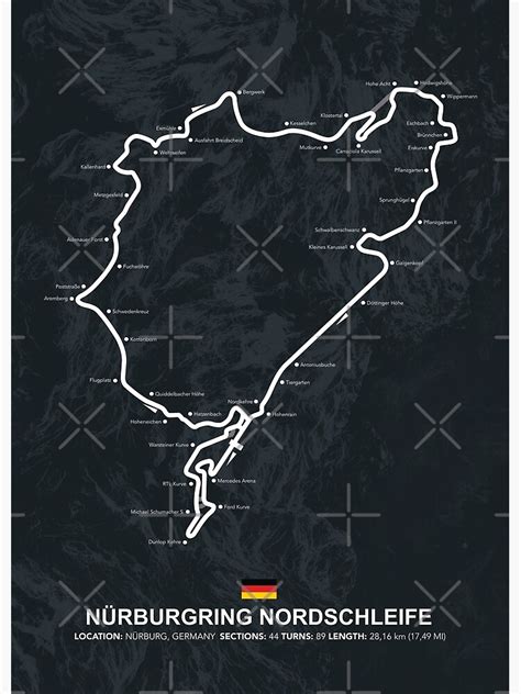 "Nürburgring Nordschleife - Racetack Map" Poster for Sale by Mapstars | Redbubble