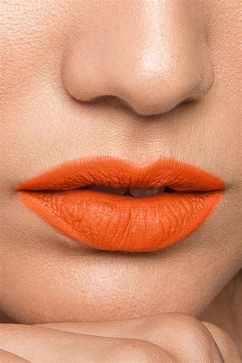 Check, Please Bright Yellow Orange Matte Lux Lipstick on model | Red lipstick makeup looks ...