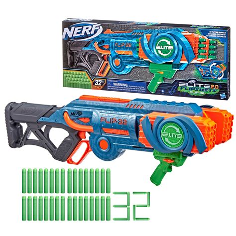 Nerf Elite 2.0 Flipshots Flip-32 Blaster, 32 Dart Barrels Flip to Double Your Firepower, 32-Dart ...